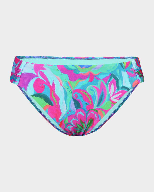 Swirltopia Shirred-Side Hipster Bikini Bottoms